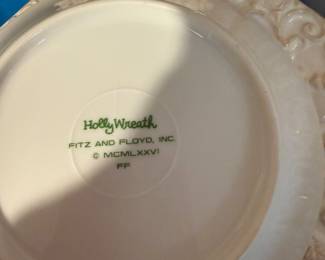 Holly Wreath Fitz and Floyd dishes