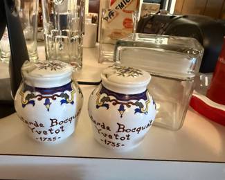 Vintage french white mustard jars