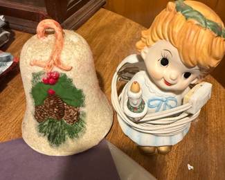 Josef Vintage Angel Girl Night Light Christmas 6" Wreath Headband Holding Candle