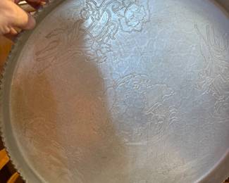 vintage etched aluminum serving tray