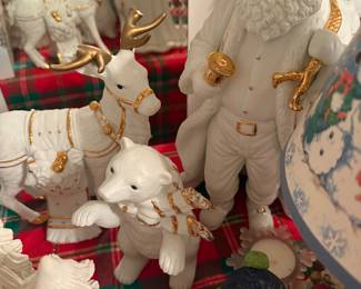 Grandeur Noel 3 Piece Porcelain Santa Reindeer & Polar Bear Set Christmas 1999