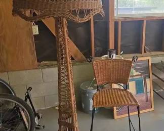 HE111Wicker Lamp And Wicker High Boy Chair