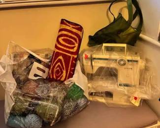 HE173Vintage White Sewing Machine And More