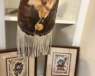 HE189Native American Turtle Bag And Signed Art By M.Wolff