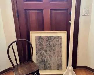 HE254Coat Rack, Chair And Artwork