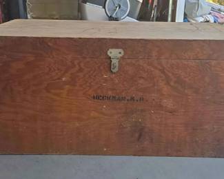 HE135Antique Wooden Chest  20th Century
