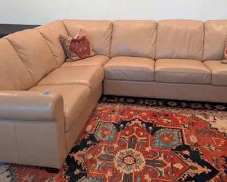 HE137Leather Sectional Sofa  Pillows