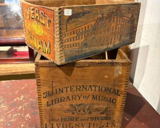 Pair of Painted Wooden Advertising Crates