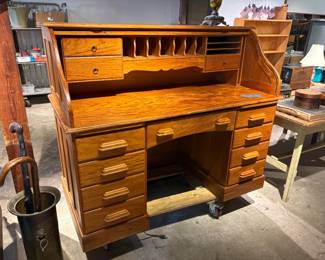 Narra Wood S-Curve Rolltop Desk