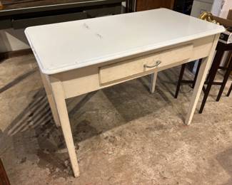 Enamel Top Table w/ Drawer