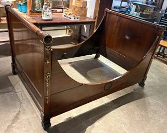 Antique French Empire Sleigh Bed (As Is)