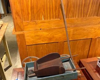 Wooden Cart and Wheelbarrow