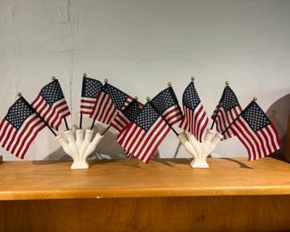 Pair of Glass Flag Holders