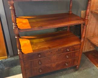 Antique Mahagony Tier Shelf w/ Castors