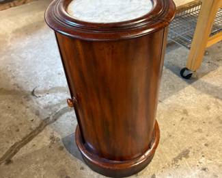 Marble Top Wooden Cylinder Stand