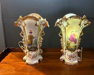 Lighted Paris Porcelain Spill Vases