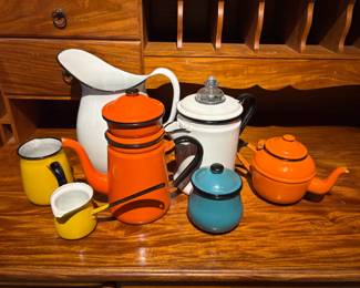 Lot of Colorful Enamelware