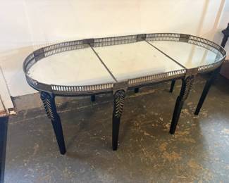 Oval Mirror Top Table with a Brass Gallery Rail