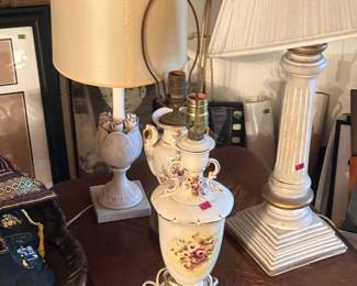 Vintage floral lamps porcelain