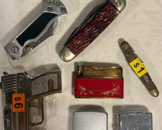 Vintage pocket knives and lighters