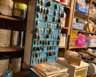 Vintage key making machine with key blanks