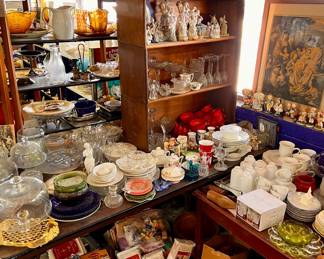 Vintage glassware , tea cups and saucers
