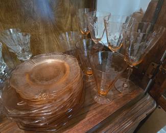 Pink depression glass