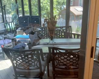 CAST ALUMINUM PATIO TABLE AND CHAIRS