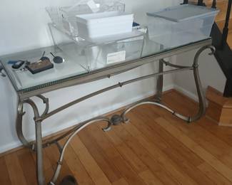 SILVER GREY GLASS HALL TABLE