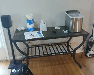 BLACK METAL AND TILE HALL TABLE