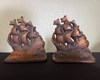 Vintage Sailing Ship Bookends