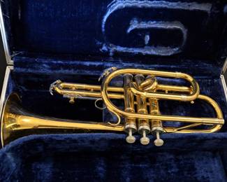 King marching brass bugle/trumpet with original hard case
