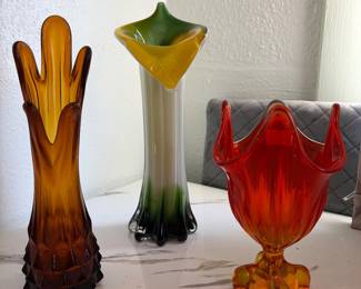 Art Glass(Viking, 5 finger and Hankerchief ) vases