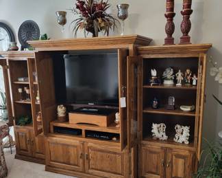 Samsung TV, Oak Entertainment Center