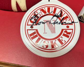 Autographed Tom Osborne luggage tag