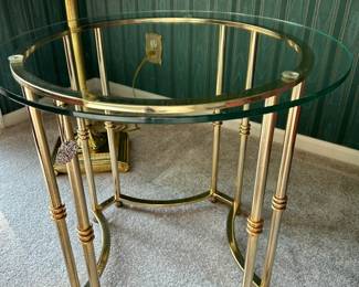 Regency Hollywood Brass Glass Top Table