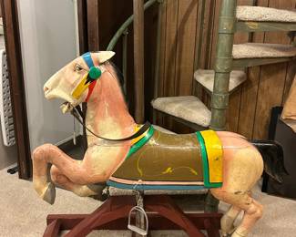 1920's Allan Herschell Carousel Horse with stand and pole