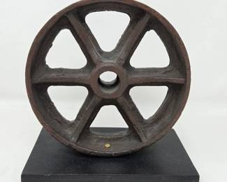 Restoration Hardware Industrial Cast Iron Gear Wheel Sculpture on Stand
