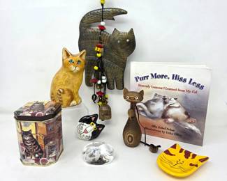 Cat Lover's Décor Collection with Wall Hanging, Art Glass, Tin & More