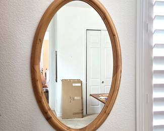 Solid Pine Framed Oval Wall Mirror – 24" x 38"