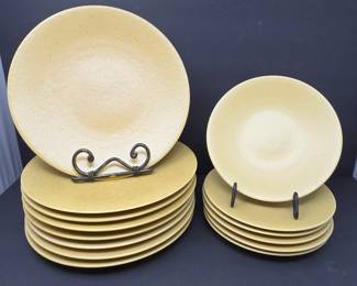 -Pier 1 Natural Speckle Stoneware Dinner & Salad Plates – 14 Pieces