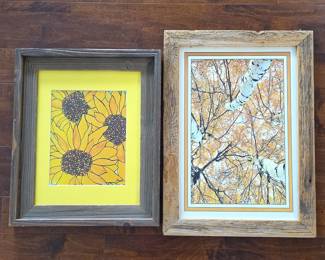 -Rustic Framed Colorado Aspen Print & Sunflower Floral Art – Set of 2 Wall Decor