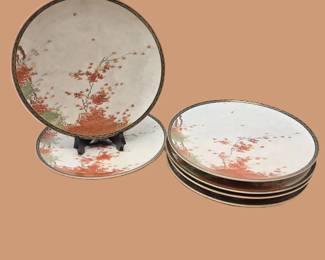 Vintage Tashiro Japanese Hand-Painted Maple Leaf Plates – Set of 6, 7.5" - Kitchen