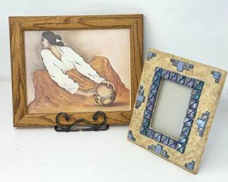 R.C. Gorman Framed Lithographic Print with Decorative Ceramic Picture Frame - Home Decor
