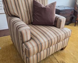 -Henredon Upholstery Collection Striped Lounge Armchair W/ Coordinating Pillow - Furniture