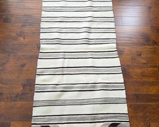 -Handwoven Artisan Wool Area Rug – Southwestern Stripe Design – 63" x 32"