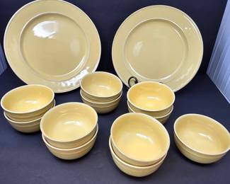 11-Piece Food Network Pale Yellow Stoneware Bowls & Dinner Plates Set