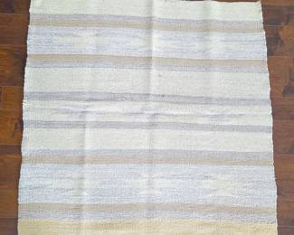 Handwoven Artisan Wool Area Rug – Neutral Southwestern Design – 36" x 36"