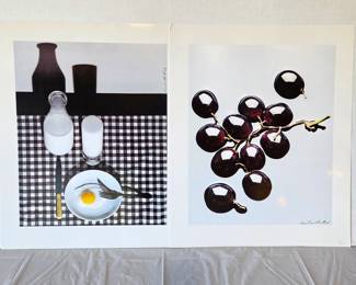 -Pair of Contemporary High-Gloss Still Life Art Prints – Unframed