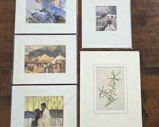 Collection of 5 Matted Fine Art Prints by Noted American & European Artists